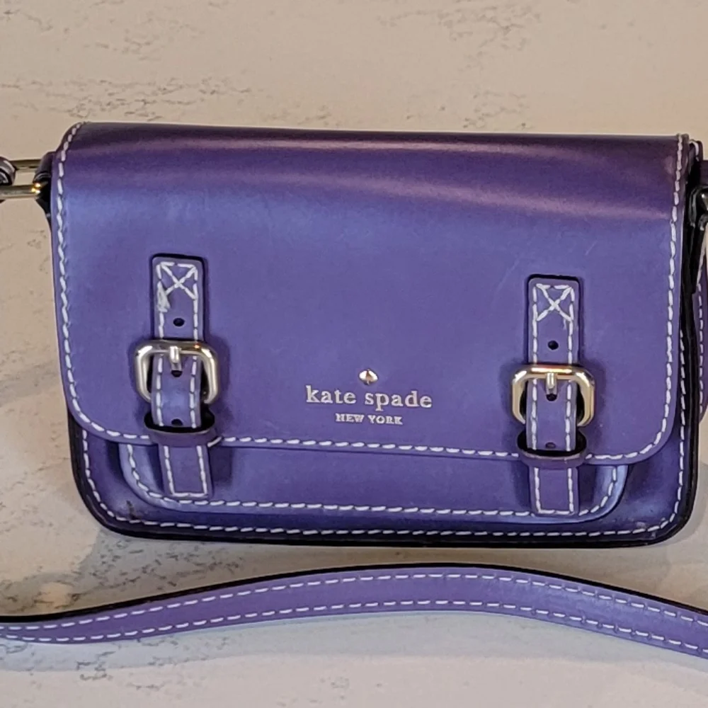 Kate Spade Purple Leather Essex Scout Crossbody Handbag Messenger Bag